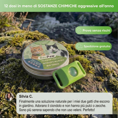 Ciondolo BauPaw™ - 12 mesi di protezione naturale per gatti