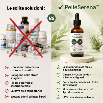 Gocce PelleSerena BauPaw™ · Calma il prurito ricostruendo la vera barriera della pelle nei cani